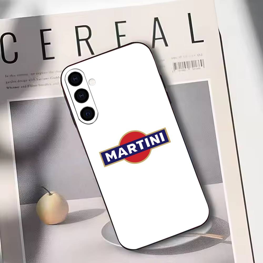 M-Martini Racing Horizontal Stripe  Phone Case For Samsung Galaxy A73,A72,A71,A70,A53,A52,A51,Others Soft Black Cover