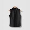 Women's Sleeveless Stand-Up Collar Ruffle Top - Versatile French Layered Vest for Spring/Summer