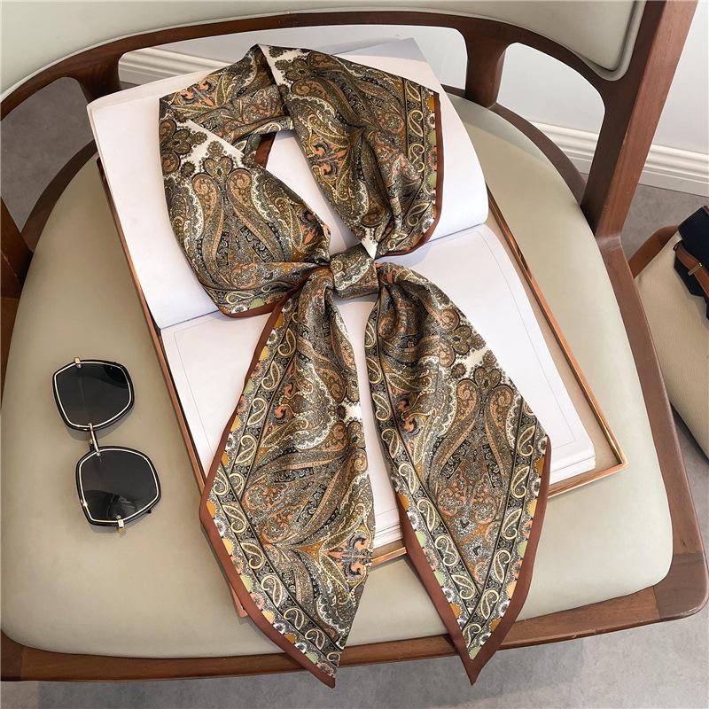 Scarf, Long Silk Scarf, Versatile Silk Scarf, Double-Layer Simulated Silk, Diagonal Scarf, Autumn And Winter Hair Binding And Scarf