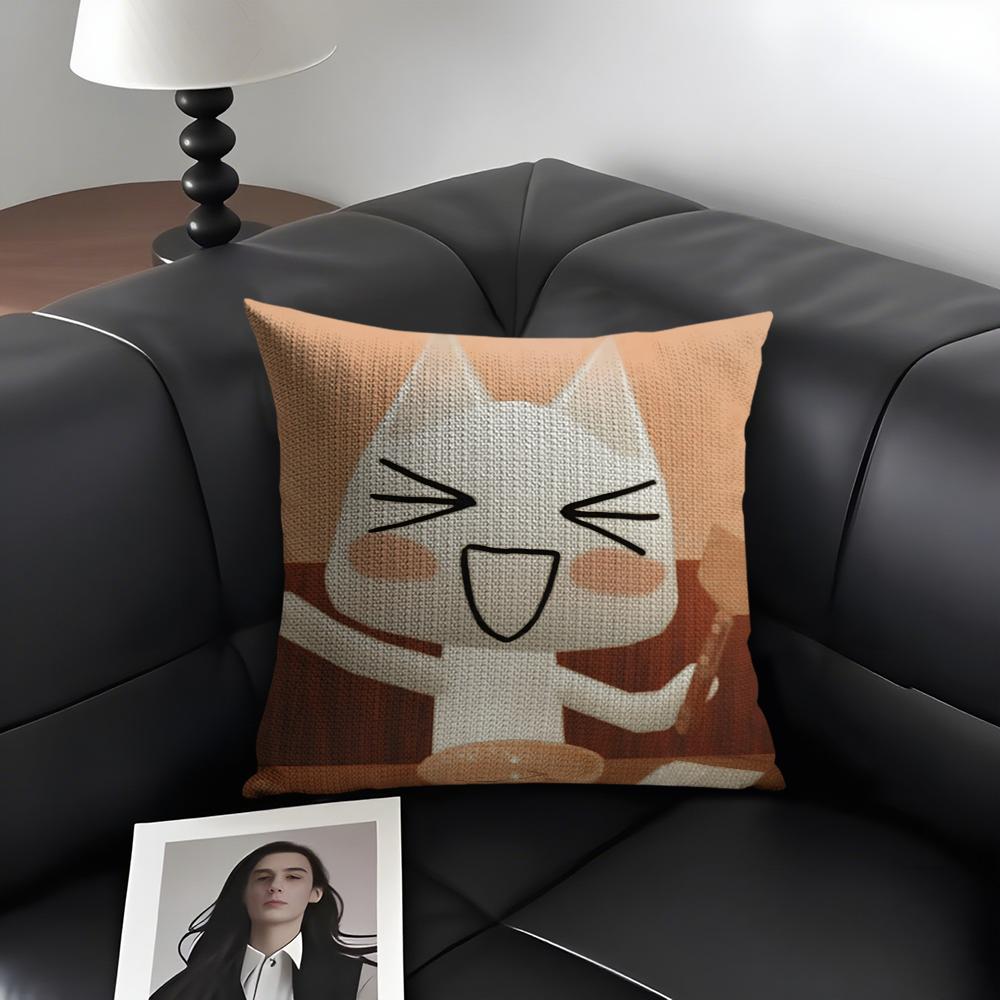 I-Inoue Toroo Cartoon Cushion Cover Natural Linen Organic Fabric Double-Sided Printing Sofa Home Decor Gift Pillow Case