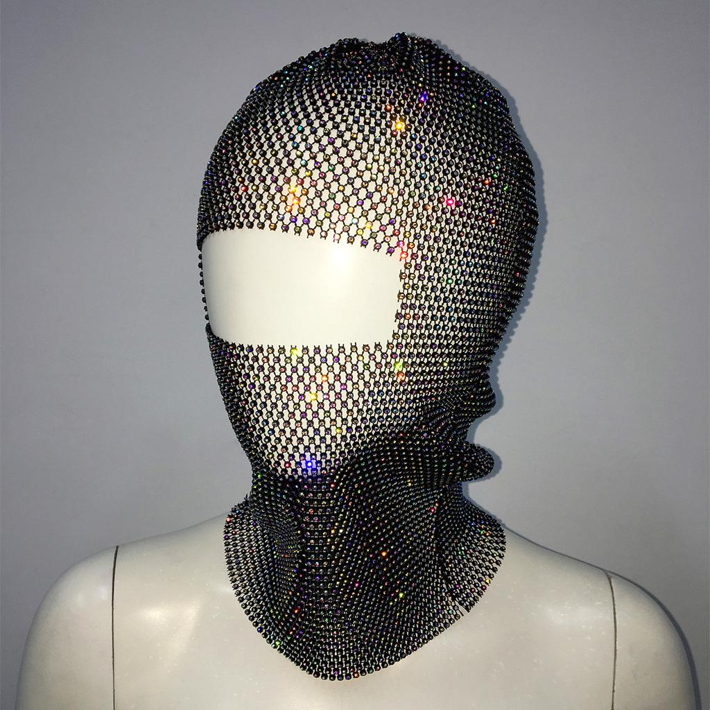 Fashion Bling Rhinestone Face Mask Full Coverage Sun Protection Stylish Face Shield Headgear