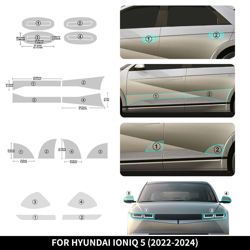 Maniglia Porta Triangolare Pellicola Protettiva Vernice PPF per Hyundai IONIQ 5 2022-2024 8.5mil TPU