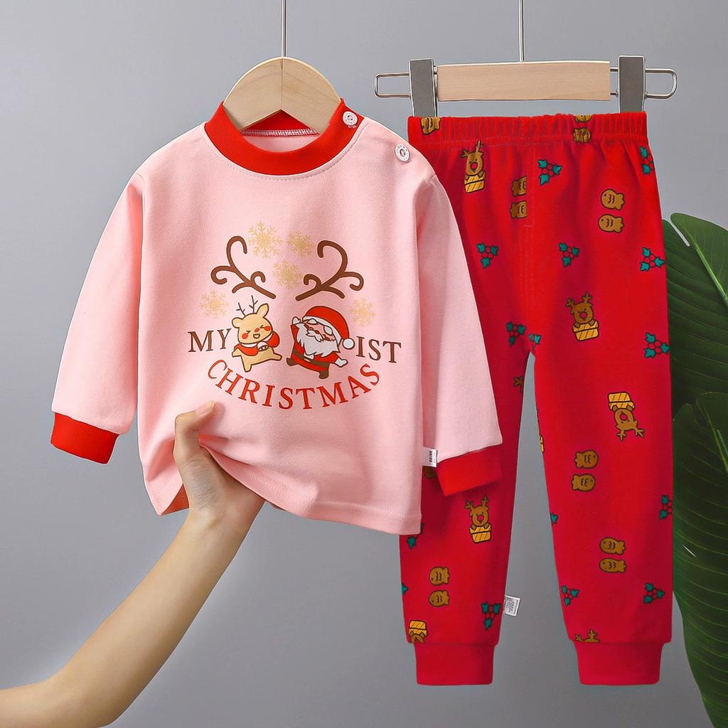 Cotton Children Pajamas Sets Unisex Soft Comfort Warm Cute Cartoon Printed Suitable Boys Girls Perfect for Autumn Winter Warmth