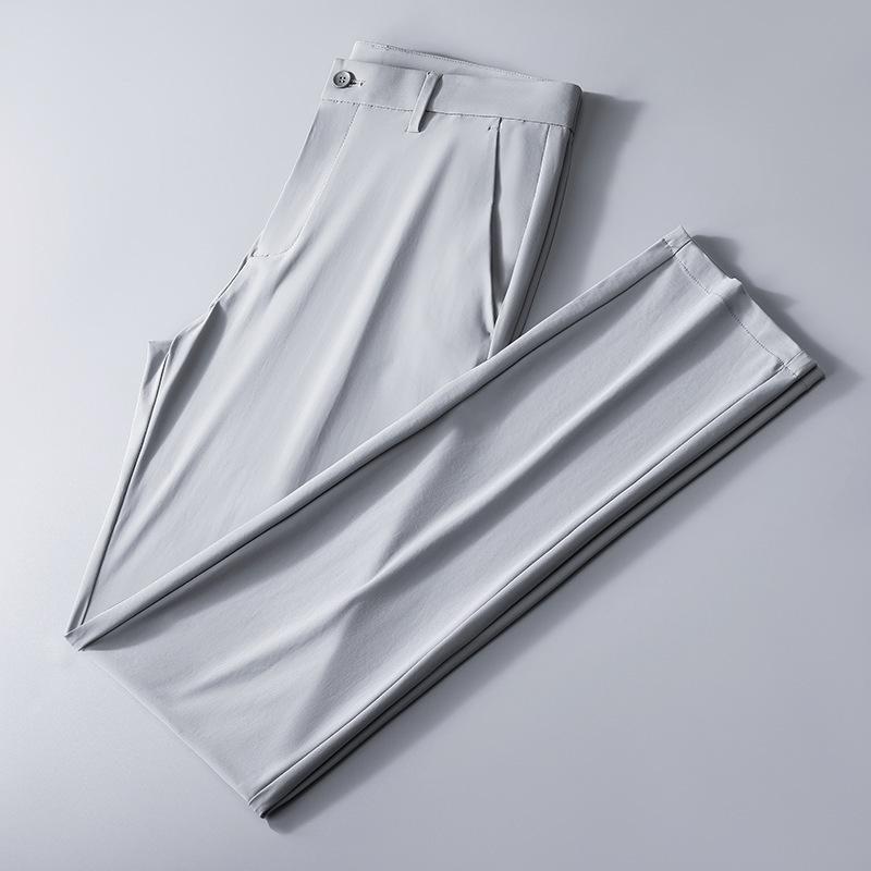

Men s High-End Stretch Ice Silk Dress Pants - Lightweight, Silky, Business Casual for Summer. 40 светло-серый