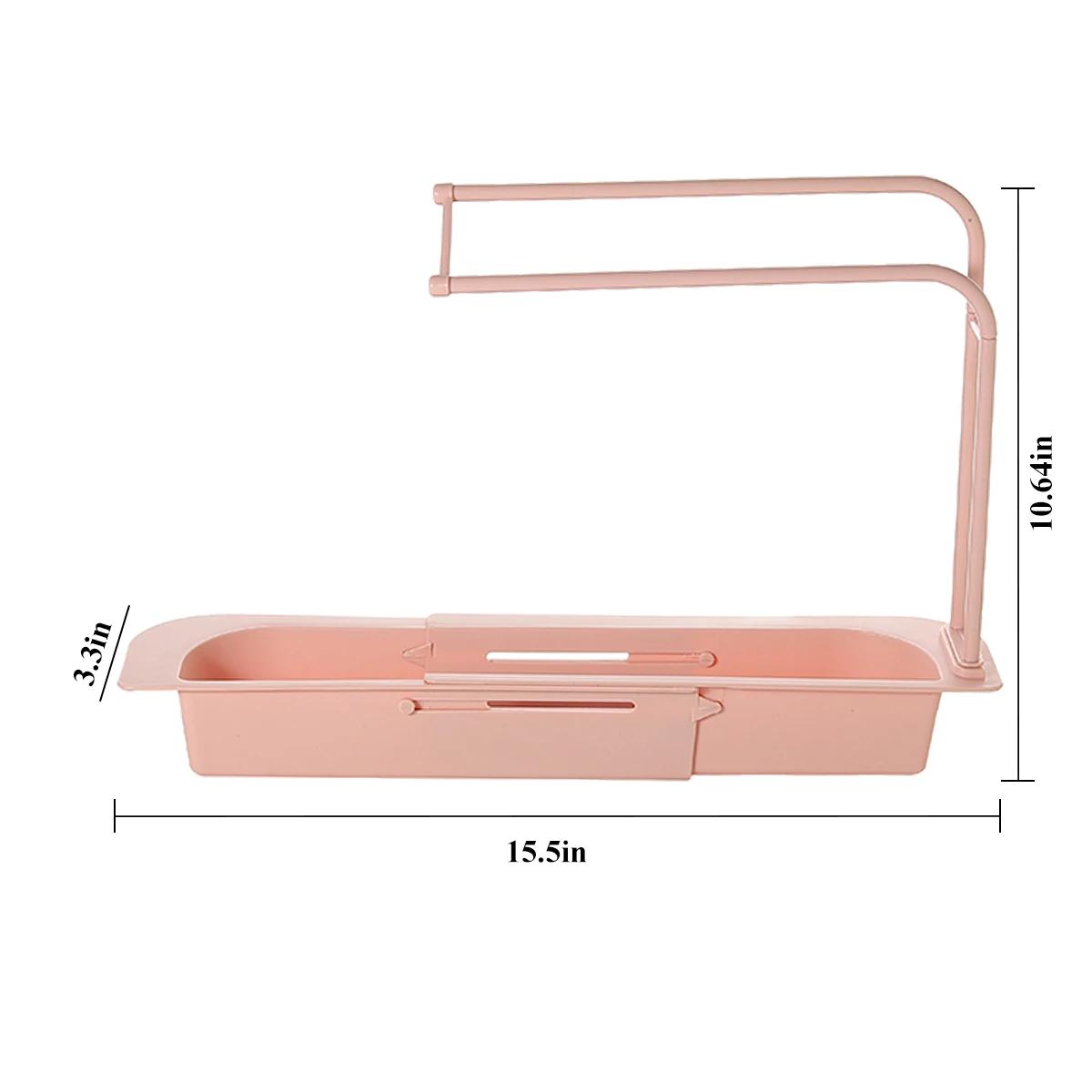 Kitchen Telescopic Sink Rack Organizer Drainer Rack Storage Basket Bag Faucet Holder AdjustableBathroom Holder Sink Kitchen Tool