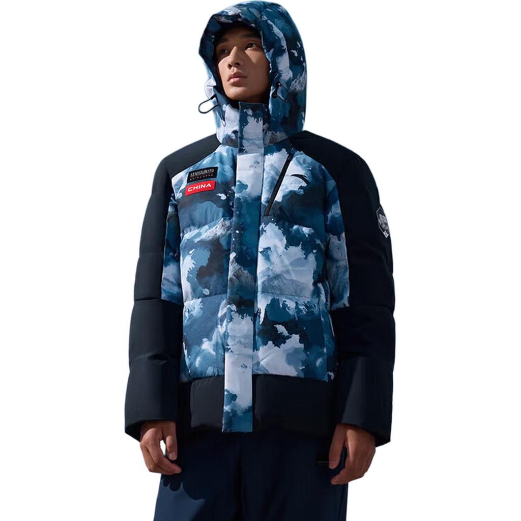 Anta Craftsmanship Series Water-Resistant Windproof Warm Down Jacket Men Outerwear Old-Wall-Gray Full-Print Basic-Black 152447926N-7