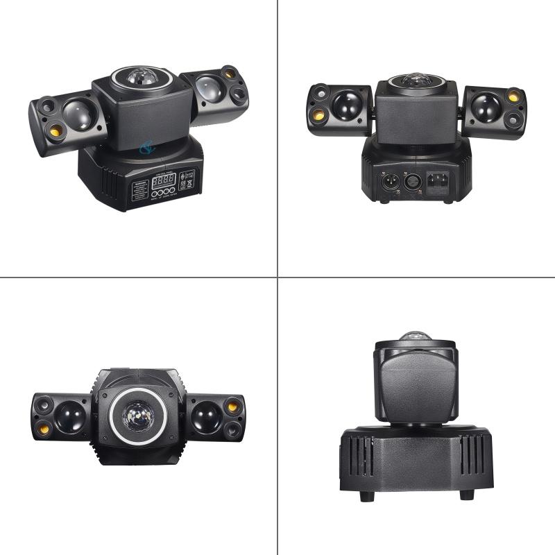 LED 60W Two-armed Stage Light RGBW 4IN1 Full Color Beam Rotating Moving Head Light DMX Remote Control for DJ Disco Party