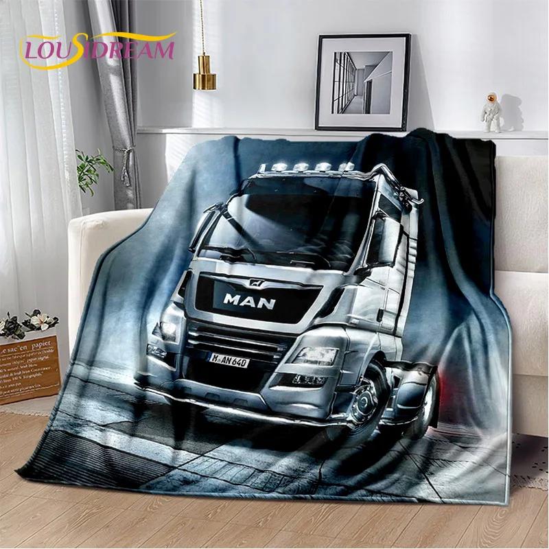 HD Man Truck Lorry 3D Printing Soft Flannel Blankets,Throw Blanket Comfortable Blanket for Picnic Beds Sofa Home Bedroom Gifts
