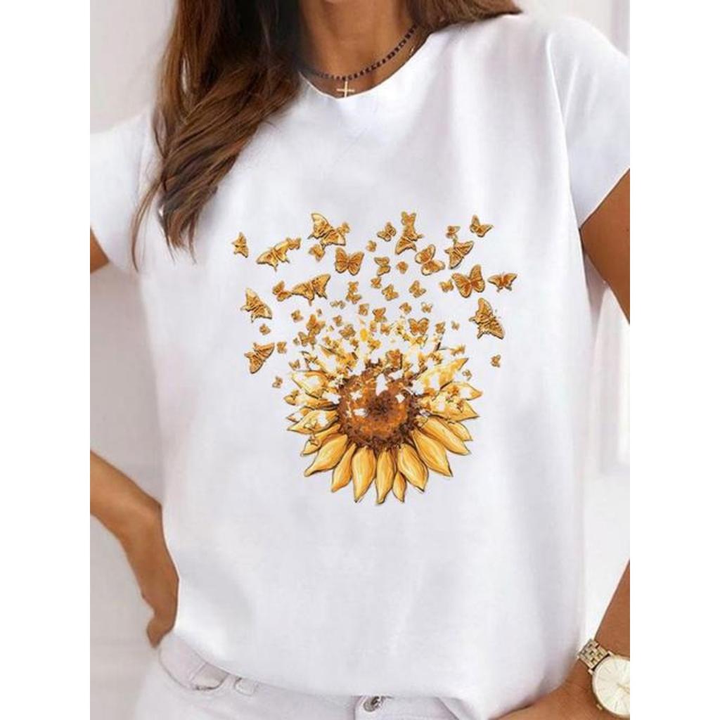 Sunflower Style Trend Cute T-shirt Ladies Fashion Basic Tee Top Clothes Women Graphic Short Sleeve Print T Shirt Clothing