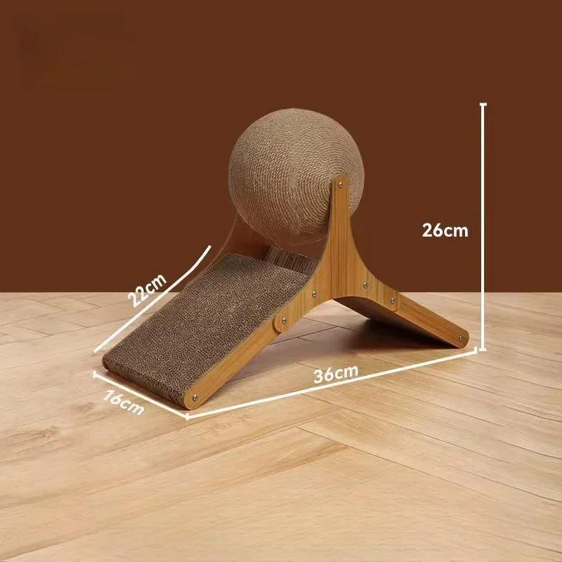 Solid Wood Wear Resistant Cat Scratcher 2-in-1 Sisal Scratching Ball Board Paw Grinding Toy For Home Cats Daily Pet Accessory