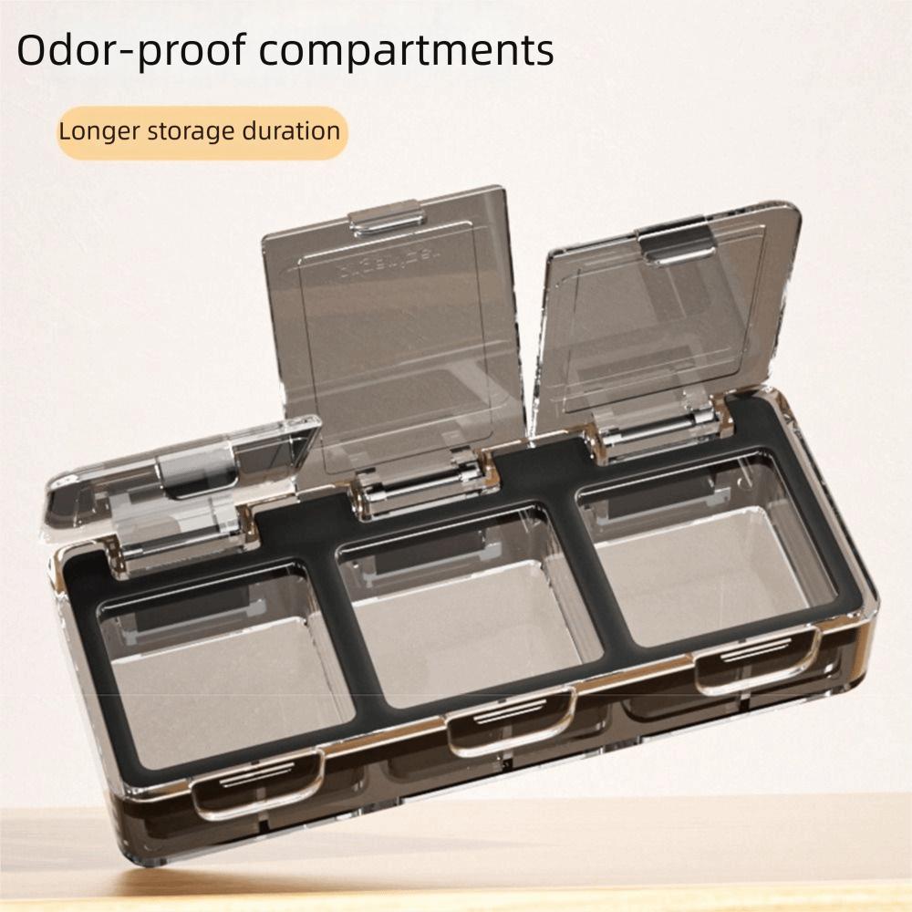 Large Capacity Portable Pill Box Waterproof Moisture-Proof Sealed Pill Dispenser Transparent 3-Compartment