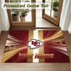 Crystal Velvet Square Rug Custom NameKansas City Chiefs Pattern Non Slip Home Floor Decor Rug