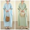 DIMANAF New 2026 Women Plus Size Summer Casual Sundress Long Dress Cotton Loose Oversize Maxi Beach Solid Elegant Lady Holiday