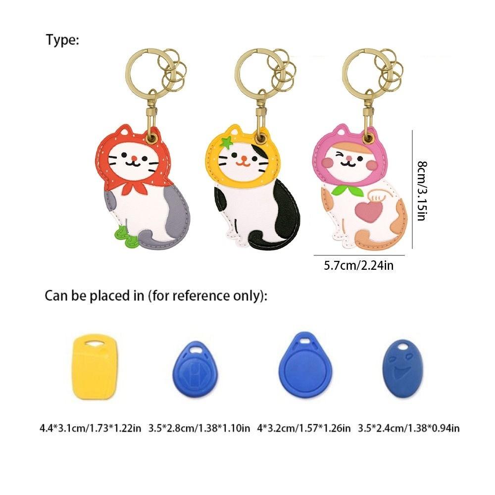 Leather Fruit Kitty Access Card Holder Maneki-neko Access Control Card Pendant  Car Key Pendant