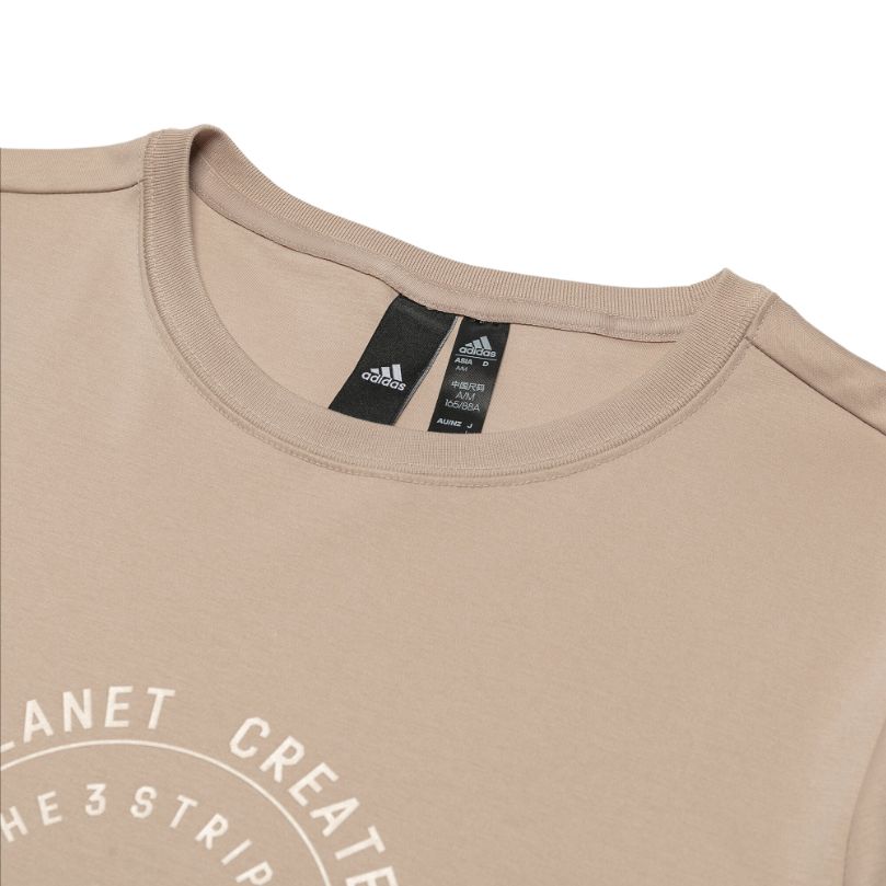 Adidas Letter Applique Round Neck Short Sleeve T-Shirt Women Tops Brown HZ9001
