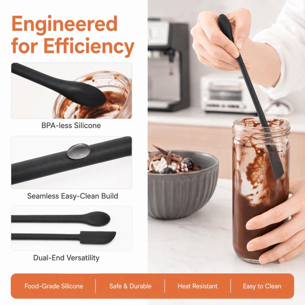 3pcs Long Handle Silicone Spatula Set Double Head Spatula Beauty Product Scraping