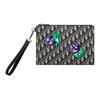 X Kenny Scharf Collaboration Embroidered Patch Zippered Leather Clutch Men Clutch Black Brown 2ESCA338UAU-H10E