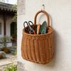 Handwoven Storage Basket Boho Hanging Basket with Handle Rustic Storage Basket for Flowers Fruits Vegetables Kitchen Produce