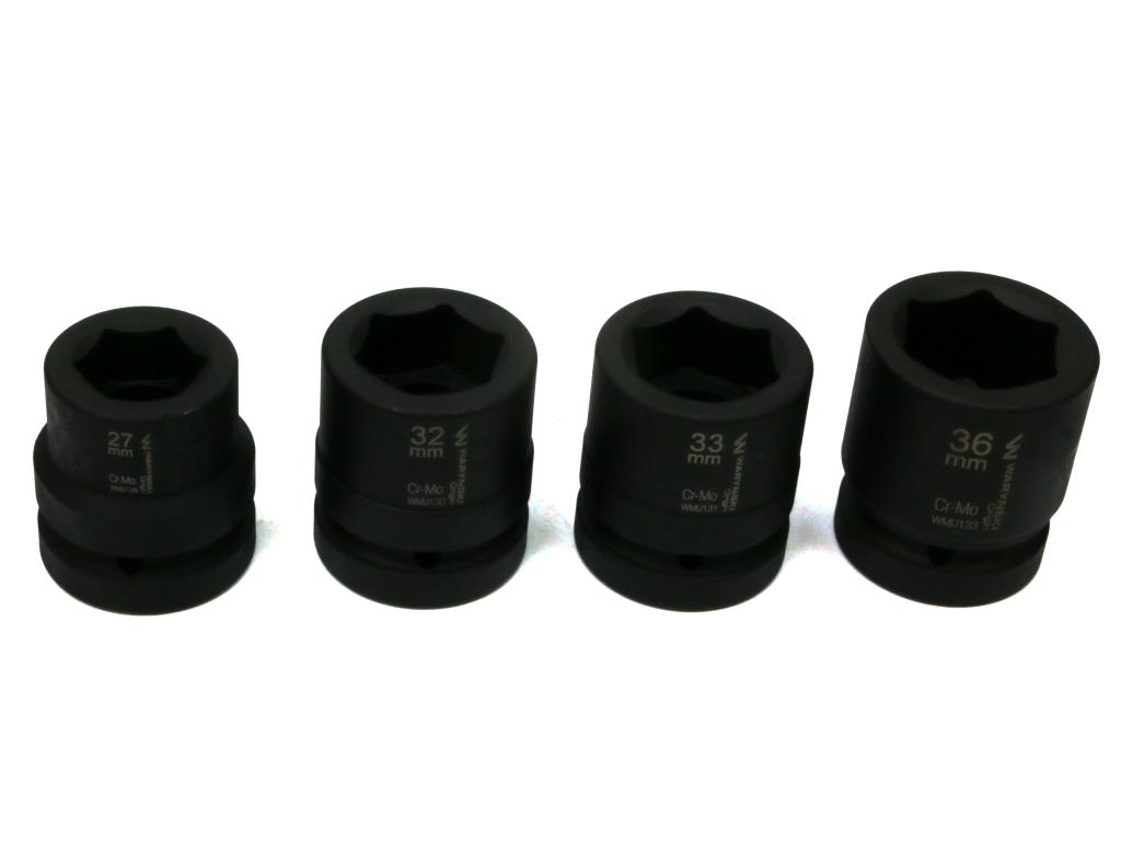 Zestaw Nasadek Udarowych 1" 4 Cz. 27. 32. 33. 36 Mm Ze Stali Crmo Din 3129 Waryński