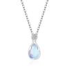 925 Sterling Silver Simple Fashion Water Drop Shaped Moonstone Zircon Neck Chain Birthday Party Anniversary Gift