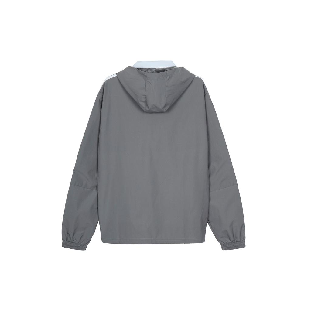 adidas Solid Striped Letter Print Logo Zip Hoodie Jacket Men Outerwear Gray GM7389