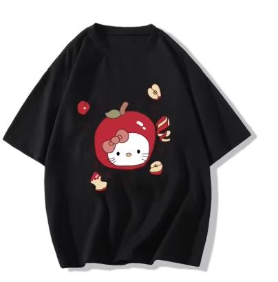 

2026 HelloKitty Sanrio Printed Cotton TShirt Summer Cartoon Design Childrens Roundneck Fashion LooseFitting Casual Wear S