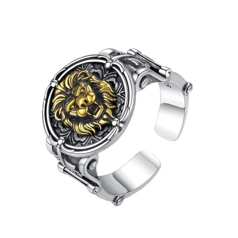 Men's Lion King 925 Sterling Silver Ring Band - Retro & Trendy Index Finger Jewelry Gift.