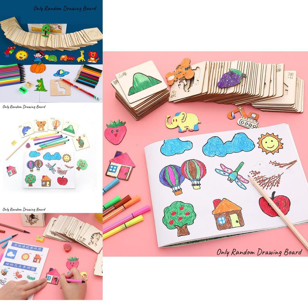 Montessori Wooden Drawing Stencils Set For Kids 20 Colorful Templates For Creative Diy Painting And Learning Games Chars)