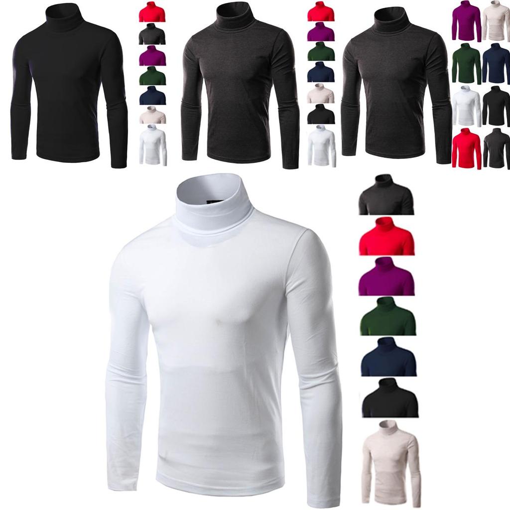 Classic Mens Slim Fit High Neck Knitted Sweater Comfortable Turtleneck Jumper