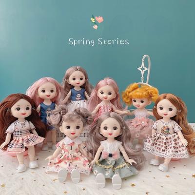 17CM Mini bambola mobile per ragazze giocattolo 3D Grandi occhi BJD Principessa abiti completi Collezione di abiti Regalo di bambole per bambini