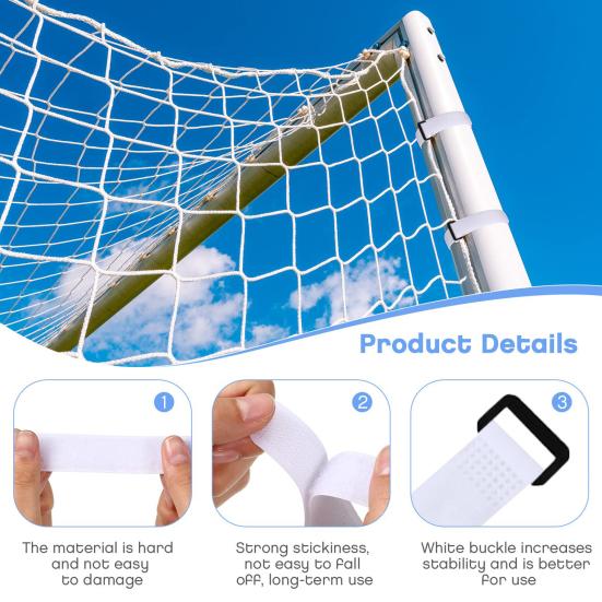10Pcs Soccer Goal Net Strap Adjustable Fastener Tape Heavy Duty Multifunction White Soccer Goal Attachment Strap Soccer Accessories