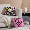 Sweet Graphic Element Lovely Heart Cushion Cover Pillowcase Short Plush Invisible Zipper Room Sofa Cushion Cover
