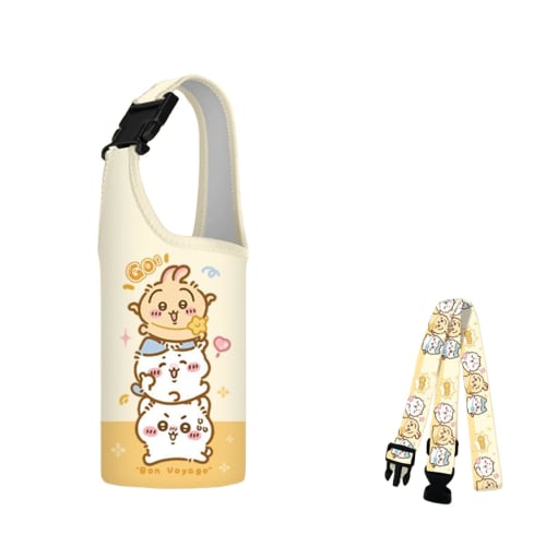 SDCADQ Chiikawa Bottle Holder, Water Bottle Cover, Water Bottle Case, Storage Bag, Can be Carried by Hand or Carried Crossbody, Fits Thermoses and Tra