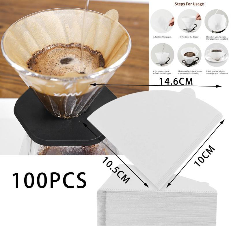 

Barista Tool 100pcs Bamboo Fiber Coffee Filter Paper Disposable Biodegradable for Drip Coffee Brewing Home Cafe Essential