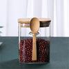 Shangqi Heat-Resistant Square Glass Jar with Bamboo Lid & Spoon