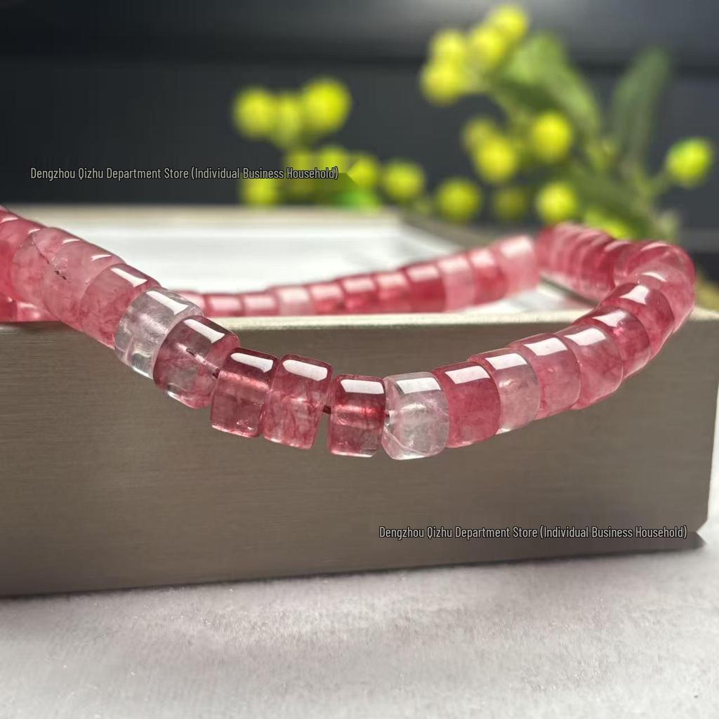 Strawberry Crystal Chalcedony Spacer Beads for DIY Bracelet Accessories