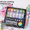 60 Colors Multicolor Pens Set 10-in-1 Colored Ballpoint Pen,0.8mm Fine Point Smooth Writing Ballpoint Pens School Office Supplie
