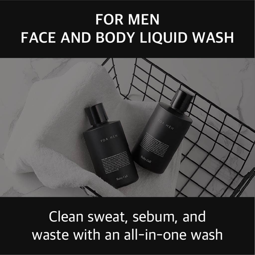 Ruby Cell FÜR MÄNNER GESICHTS- UND KÖRPERFLÜSSIGWÄSCHE 200 ml ÄTHERISCHES FLÜSSIGKEIT 50 ml/All-in-one, Schweiß, Talg, Abfallpflege, feuchtigkeitsspendend,