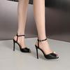 High Quality Cozy Silk Peep Toe 11CM Thin Heels Gladiator Sandals Women Fashion Pearl Designer Shoes Ankle Strap Sandalias