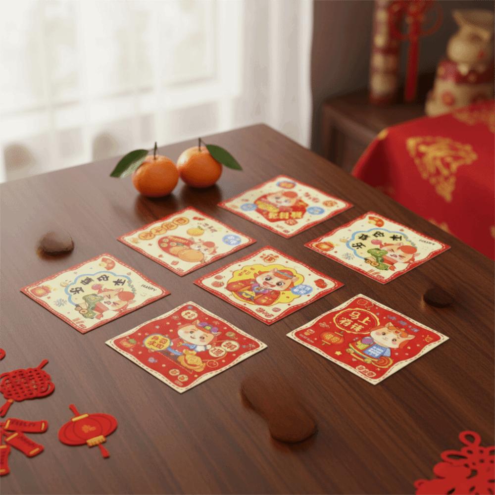6pcs Traditional Red Envelopes Cartoon Money Bags Cash Gift Package  New Year Celebration