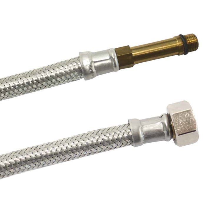 DN8 DVGW Armored Hose with Stainless Steel Braid M10 Long X 3/8" ÜM 300 Mm