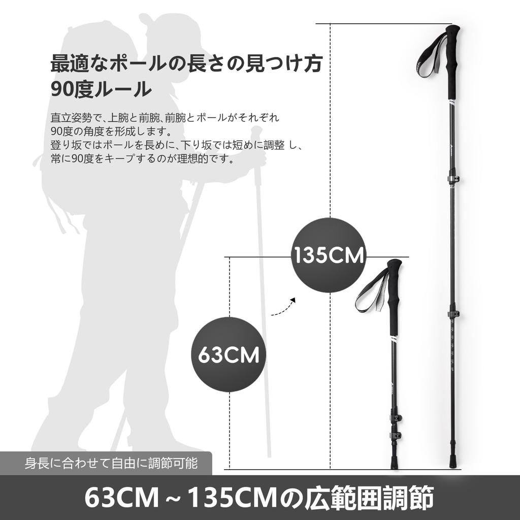 BISINNA Trekking Poles, Lightweight Carbon Fiber, Set of 2, Compact and Adjustable Length, for Walking, Outdoor Activities, Hiking, Excursions, and