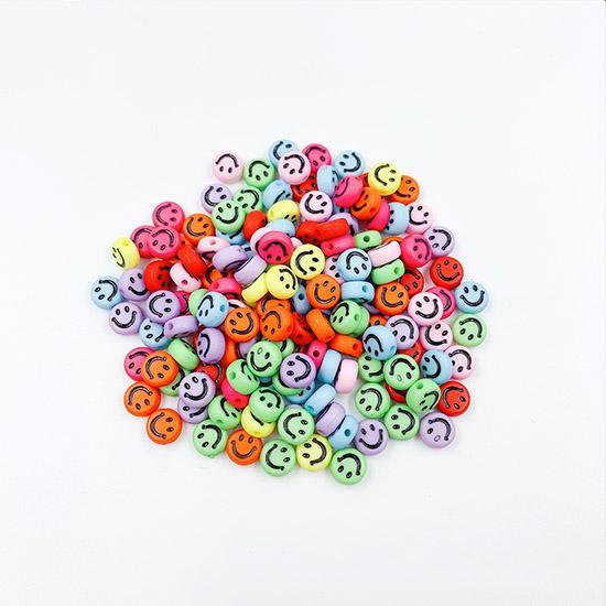 50 st 7 mm färgglad akryl DIY Crafted Bead Creative Söt leende ansikte Lösa pärlor Armbandstillverkning
