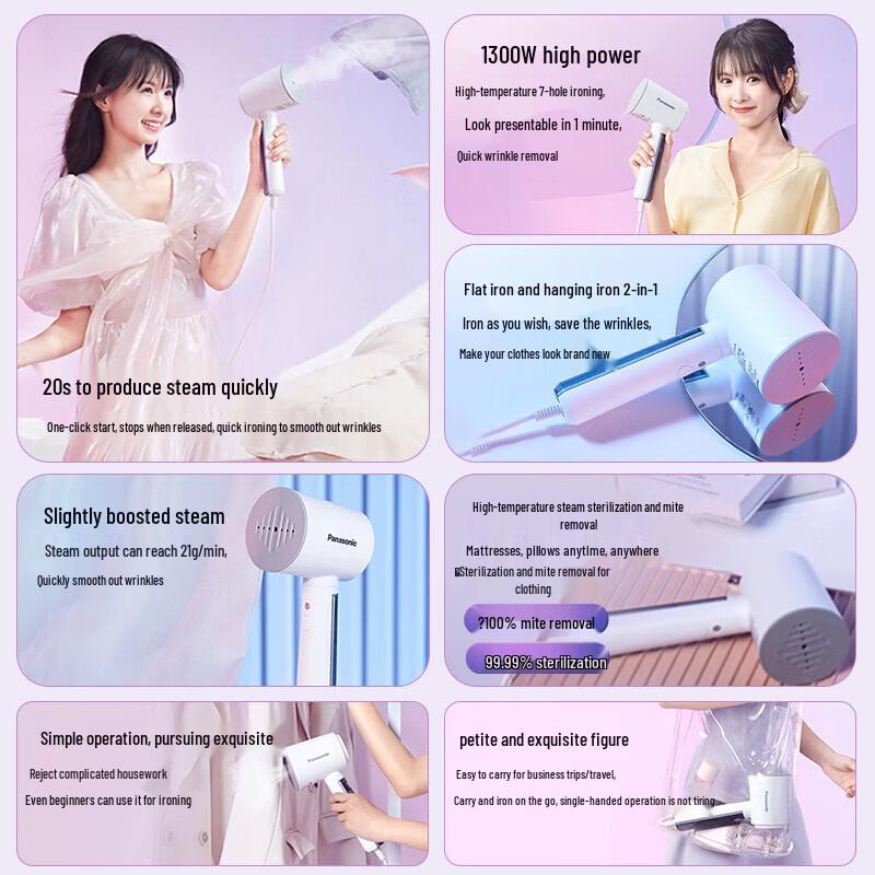 Panasonic Tragbarer Handdampfbügler für Kleidung