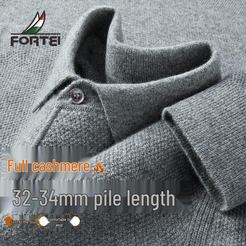 Men's 100% Cashmere Polo Collar Sweater