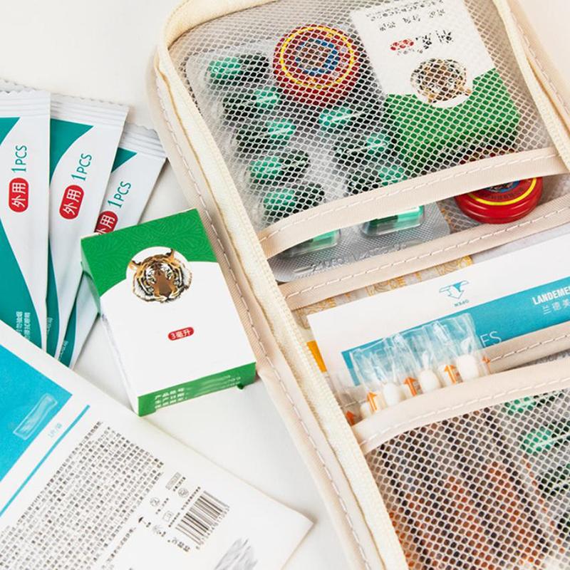 Mini Medical Pouch Portable Foldable Large Opening With Zip Sort First Aid Kit Outdoor Travel Essential Storage Bag