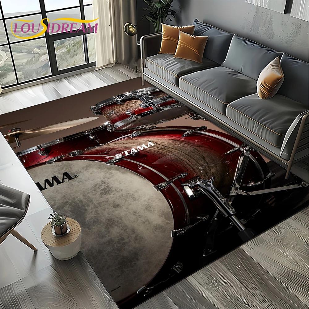 Music Instruments TAMA Drum Kit Drum Set Carpet Rug for Living Room Bedroom Home Sofa Decoration,Kid Area Rug Non-slip Floor Mat