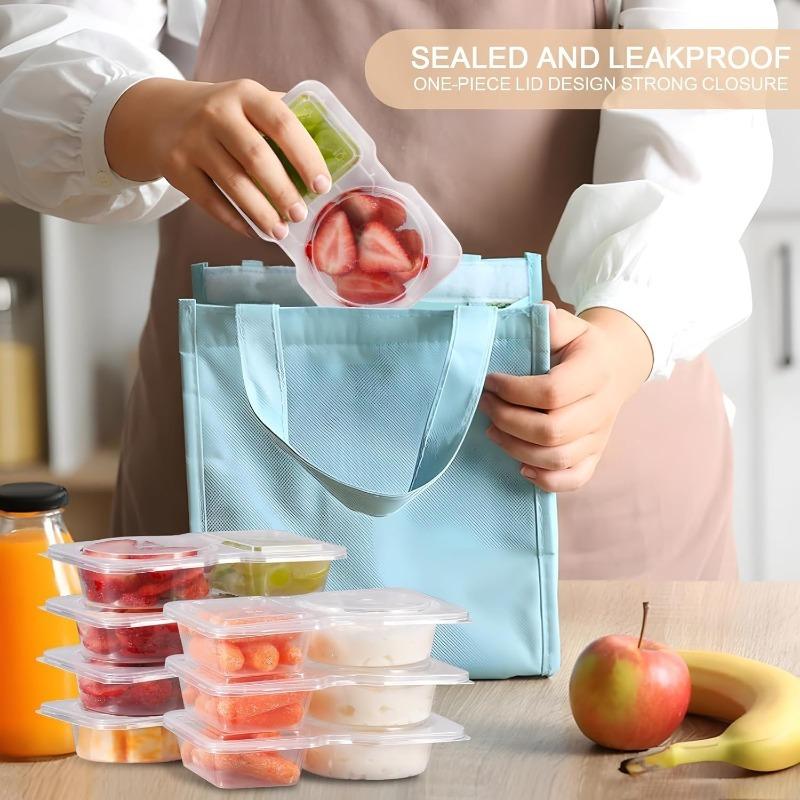 10/20/40PCS Double Compartment Seasoning Container with Lid Snack Containers Sauce Packaging Box for Daily Outdoor Picnics