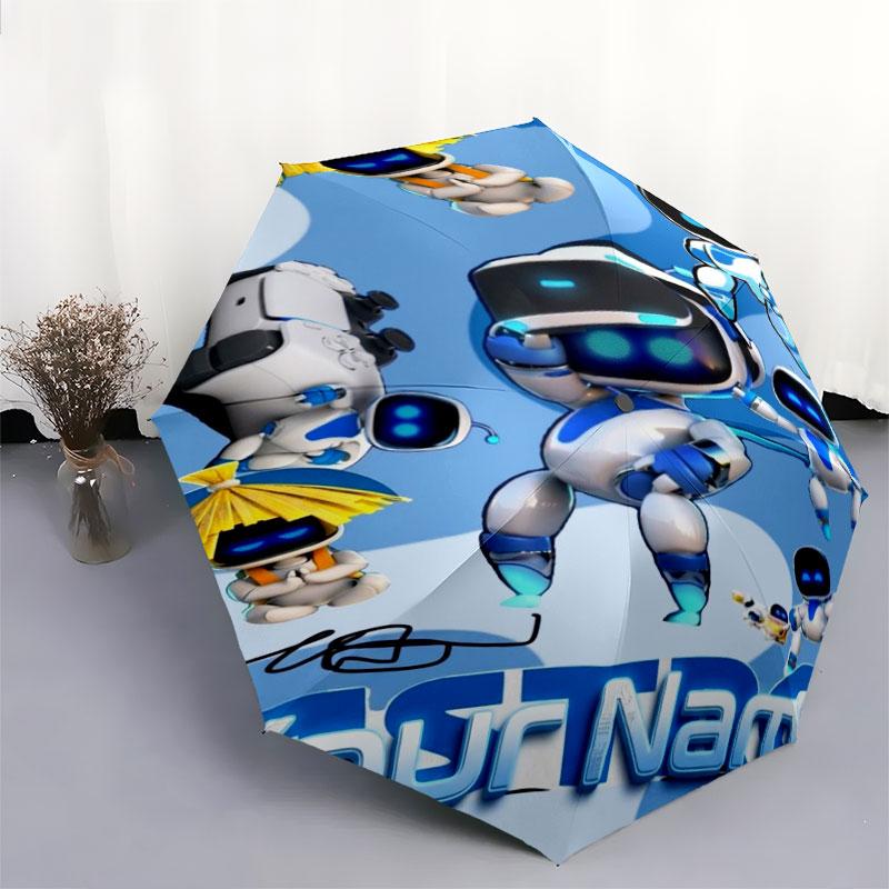 1 PC Automatic Folding Umbrella - ASTRO BOT Custom Name Pattern, Portable & Foldable Design with 8 Ribs, Christmas Birthday Gifts