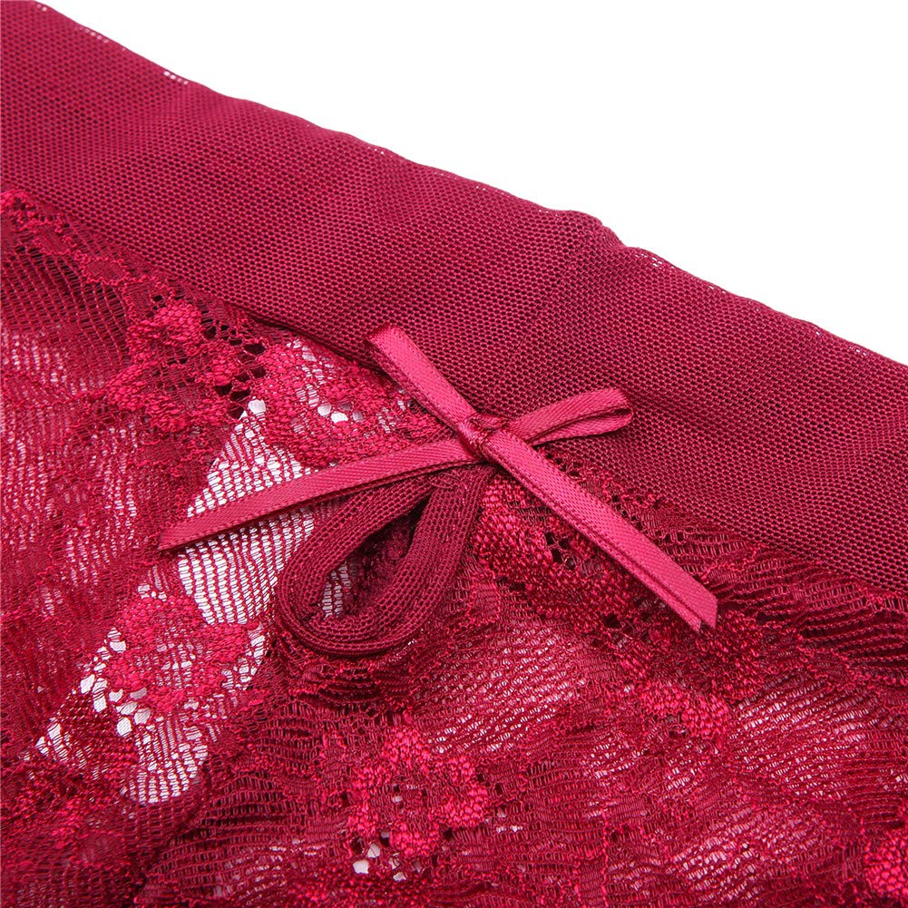 Amazon Exclusive Brand Garter Sexy Lingerie Set [varsbaby] Bra, Belt, Shorts, Stockings, 4-piece Set, (V399SP, Red, 85D)